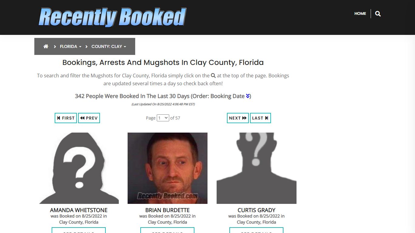 Recent bookings, Arrests, Mugshots in Clay County, Florida